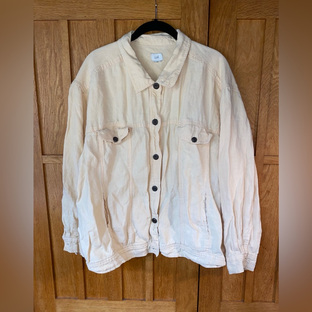 J. Jill butter colored Linen Trucker Jacket